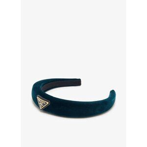 NWT PRADA TEAL Velvet Hairband Headband 100% Authentic W/Box Dark Green